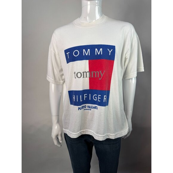Tommy Hilfiger Puerto Vallarta Mexico Graphic T-Shirt White Short Sleeve Cotton - Picture 10 of 15